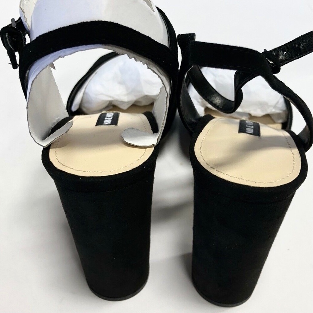 NINE WEST Gail Black Suede Leather Platform Block Heel Pump Ankle Strap Sandal 9 - Picture 9 of 11